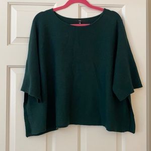 Forest green, cropped, 3/4 length sweater - medium